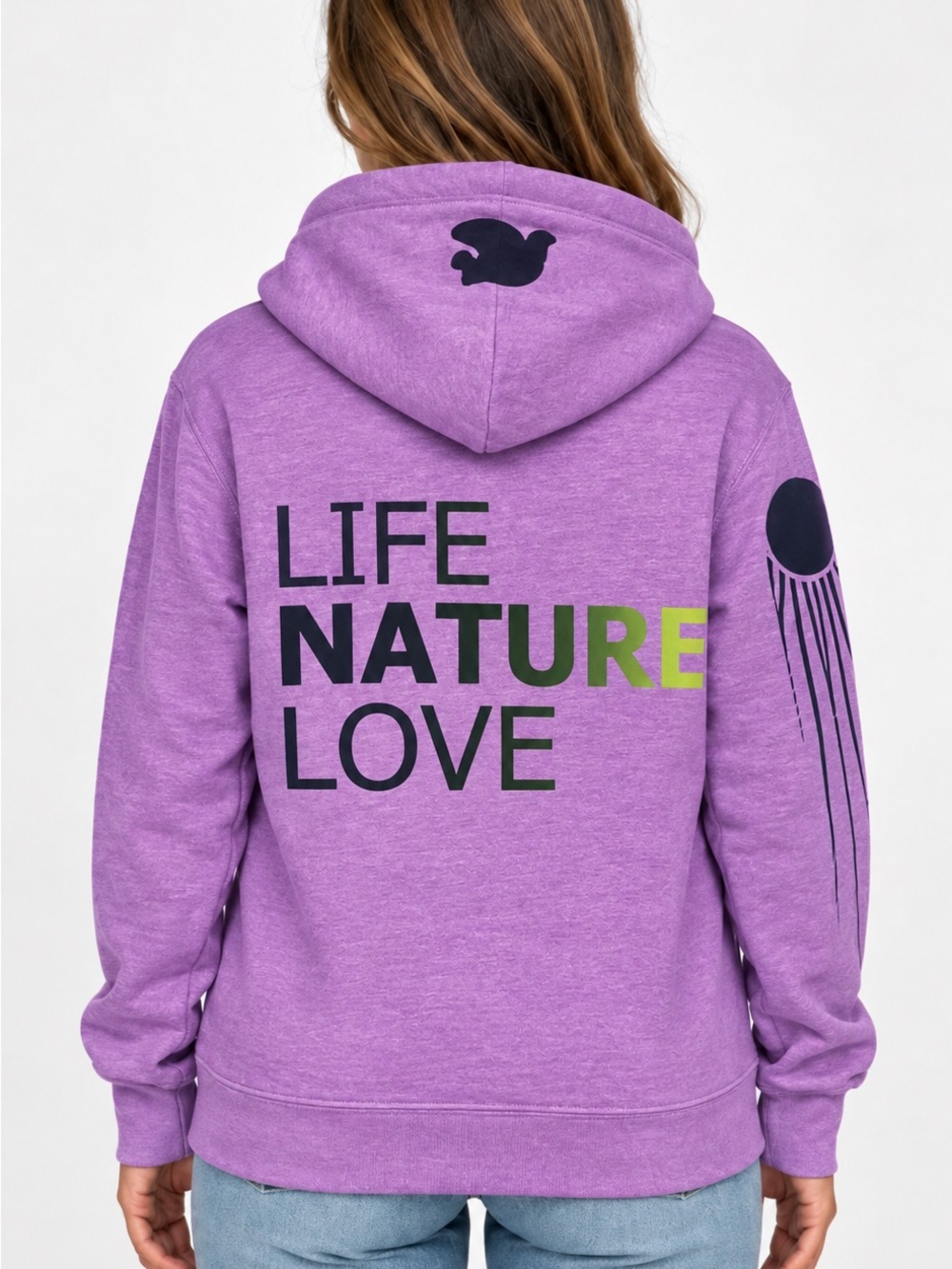 FREECITY Life Nature Love Purple Hummingbird Hoodie Sweatshirt Size 2 (M)